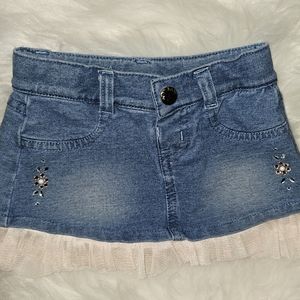Fagottino baby girl denim skirt with lace ruffle 3/6mos